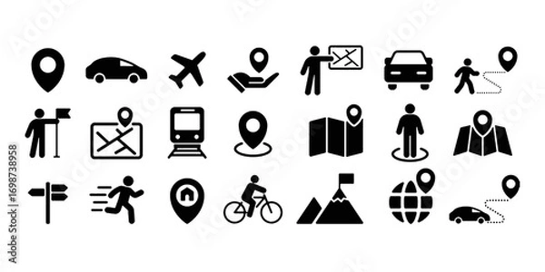 Obraz Vector navigation silhouette icon set