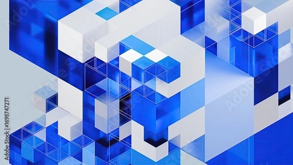 Obraz 3d render digital cube. Computer generated