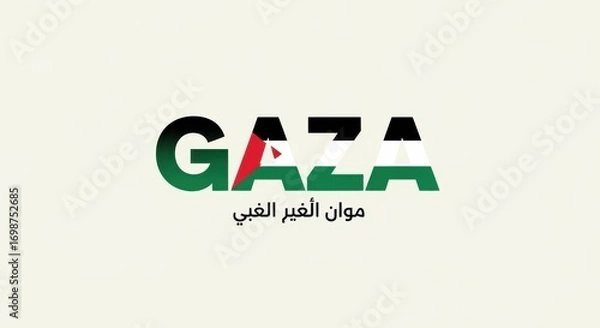 Obraz The word gaza is displayed in bold letters, with the palestinian flag integrated into the design