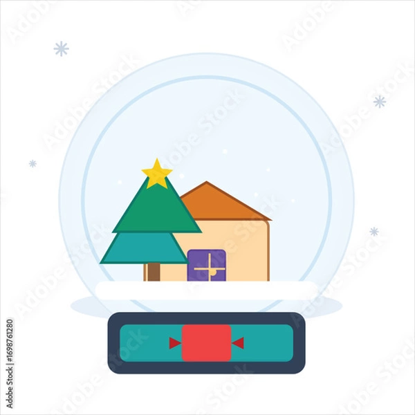 Obraz Christmas Snow Globe House Tree Gift Vector