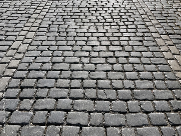 Obraz Abstract background. Old cobblestone pavement closeup
