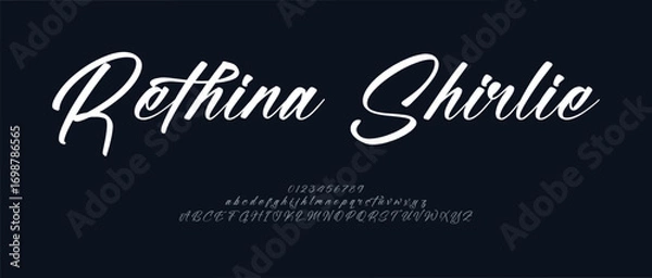 Fototapeta Hand drawn vector alphabet. Modern monoline signature script font. Elegant Signature Font. Best Alphabet Beautiful Calligraphy Signature Font. vector illustration 
