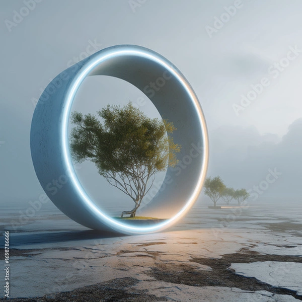 Fototapeta Minimalist carbon capture technology, abstract futuristic environmental sustainability concept
