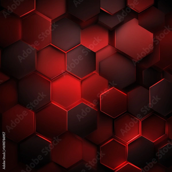 Fototapeta Modern hexagonal 3d red technology background