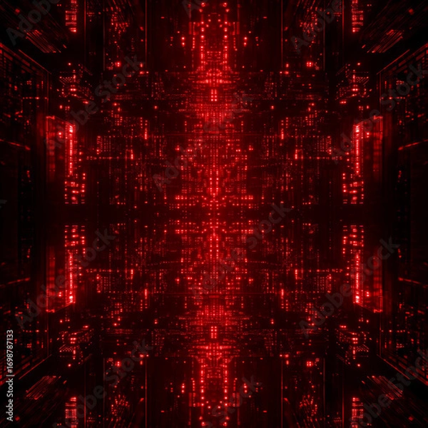 Fototapeta Dynamic red technology graphic showing innovation and connectivity in digital environment 