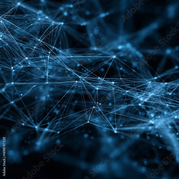 Fototapeta Representation of a network connections in blue tones