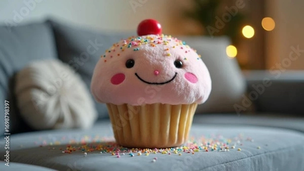 Obraz Mascot muffin on the sofa