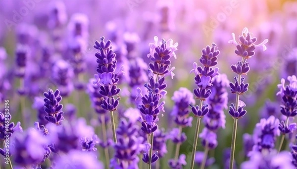 Fototapeta Lush lavender field bathed in sunlight
