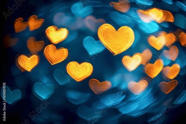 Fototapeta Colorful hearts swirling in a dreamy background, creating a vibrant and romantic atmosphere