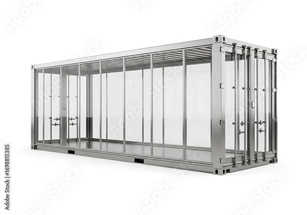 Fototapeta Empty metal shipping container frame detailed view isolated on