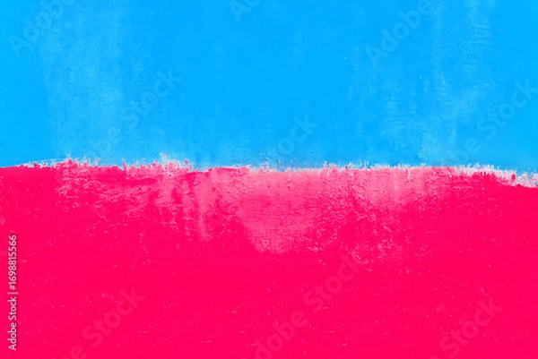 Fototapeta Colored art wall pink blue paint design background two color tone empty blank