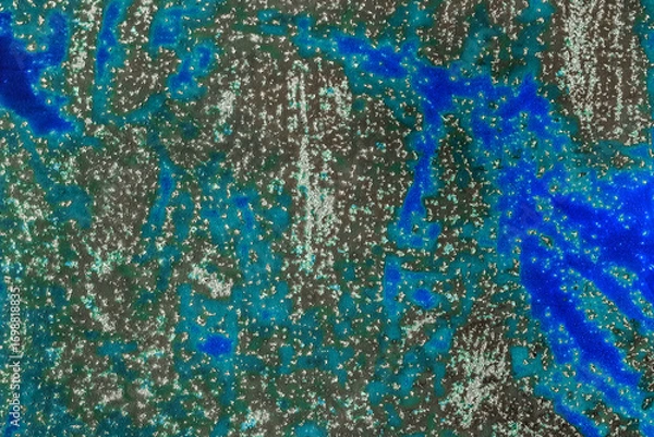 Fototapeta Multicolored blue green color abstract pattern colored old surface metal texture steel weathered background