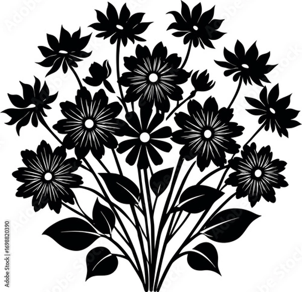 Obraz blooming flower silhouette vector bundle