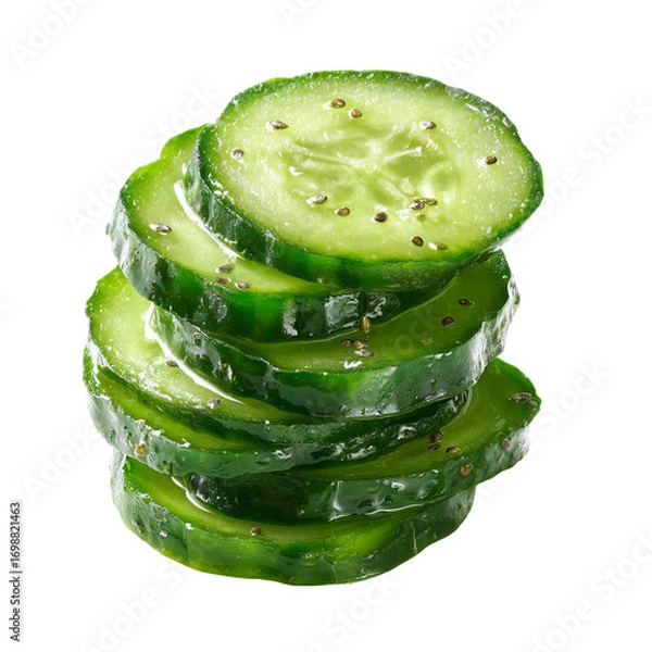 Fototapeta pickled cucumber slices 3d realistic style isolated design
