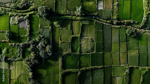 Obraz Beautiful topdown photo of a rice field