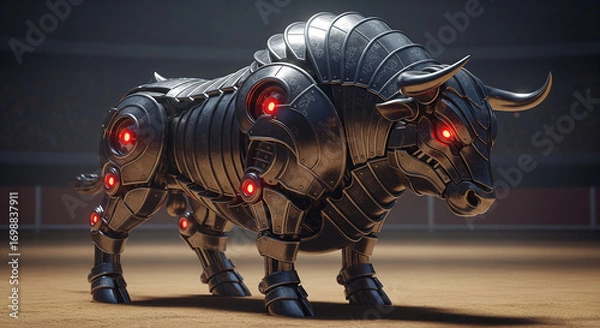 Fototapeta Surreal Biomechanics: A Mechanical Bull Concept.