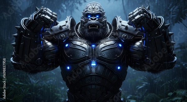 Fototapeta Surreal Biomechanics: A Mechanical Gorilla Concept.