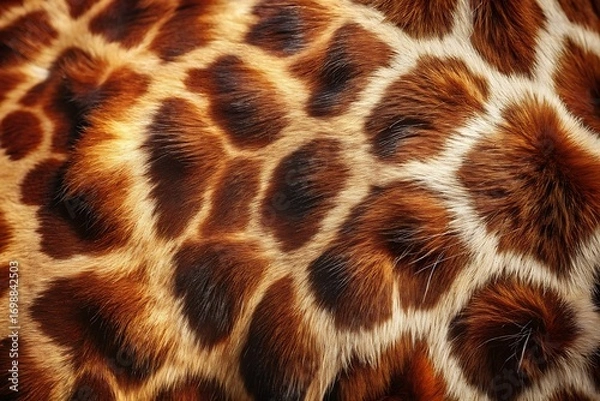 Fototapeta Close-Up of Giraffe Fur Highlighting Unique Patterns and Natural Texture


