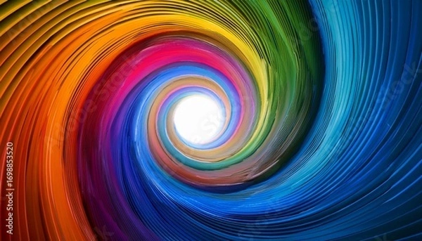 Fototapeta colorful abstract spiral tunnel leading to light surrounded by vibrant hues evoking a sense of wonder