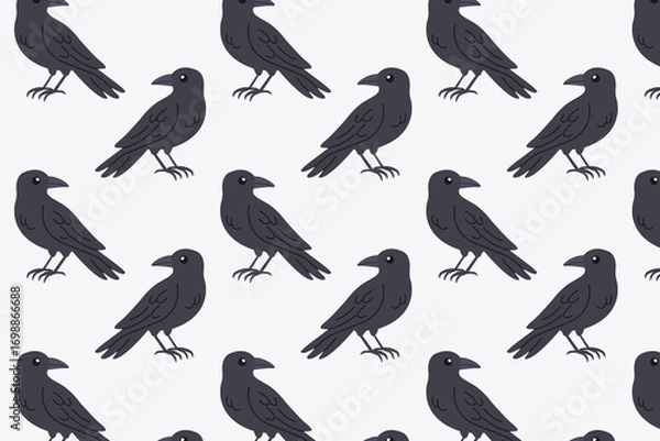 Obraz Crow pattern. Design for Halloween. Flat style vector illustration