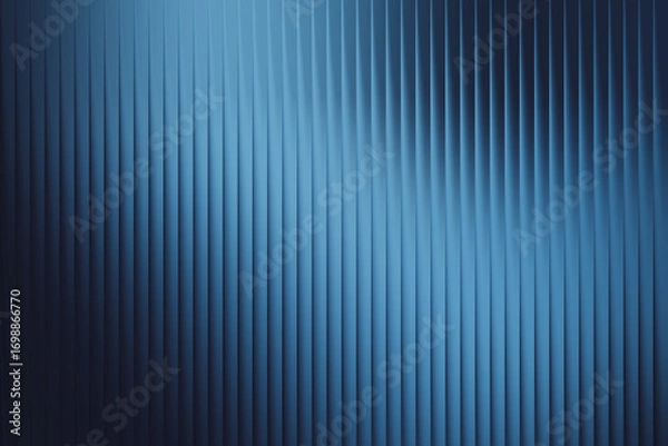 Fototapeta Abstract blue ribbed glass background with soft light and shadow, creating a textured and modern design element