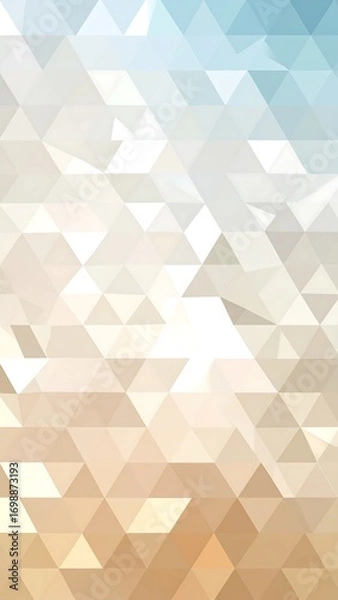 Obraz A sophisticated geometric pattern of overlapping triangles in soft, pastel shades of light beige, tan, and pale blue creates a calming and serene aesthetic.
