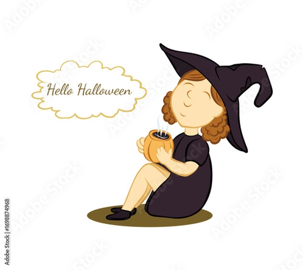 Fototapeta A character of a good, joyful witch