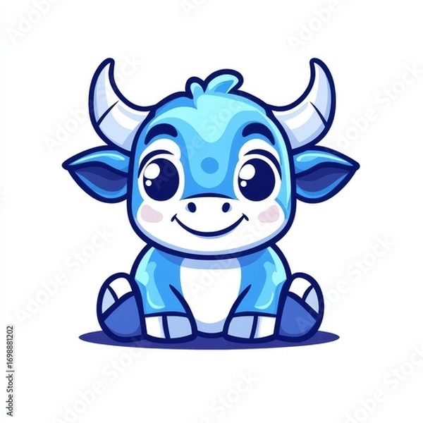 Obraz Modern Chinese Zodiac illustration featuring the Ox in a flat design style as part of an icon set