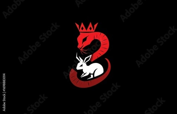 Obraz Modern flat design logo featuring a snake and a rabbit