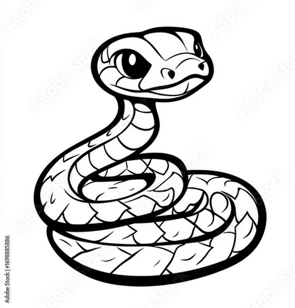 Obraz Vintage Reptile Art featuring a Silhouette Snake Logo Design symbolizing the Asian Zodiac for 2025 Celebration