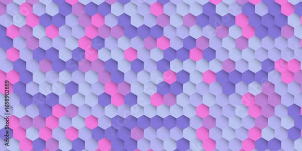 Obraz Trendy 3D Hexagon Mosaic in Purple and Pink Tones