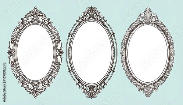 Obraz Three ornate oval picture frames