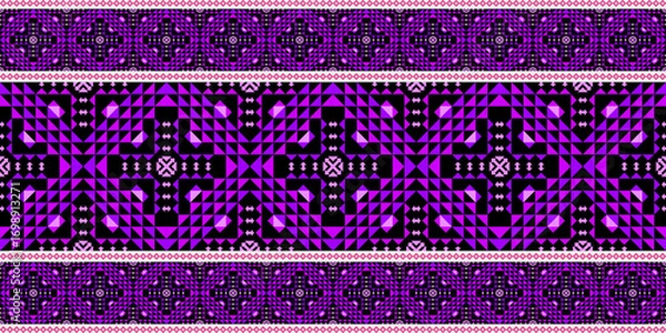 Obraz Black and white tribal tattoo seamless pattern design for wallpaper textile and fabric decoration