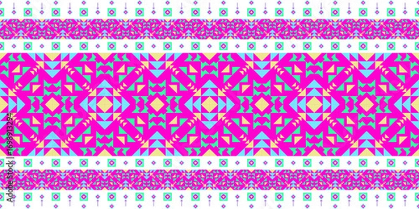 Fototapeta Abstract seamless floral pattern set with pink vintage decoration for wallpaper textile and fabric design