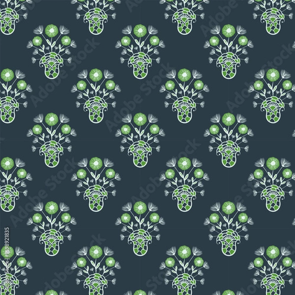 Fototapeta Boho block print seamless vector pattern