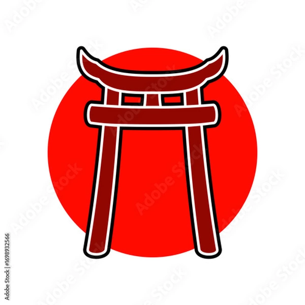 Fototapeta Japanese gate icon, simple flat style, vector illustration, symbol, design logo template pictogram, for ui or ux isolated on white for mobile app, editable