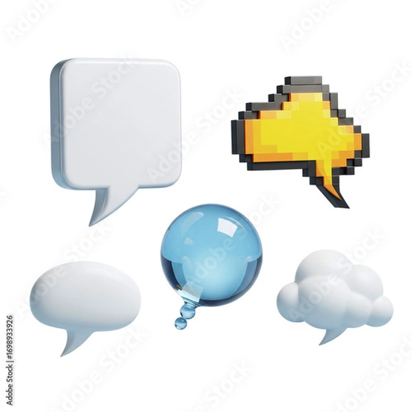 Obraz Collection of 3d speech bubble icons for chat