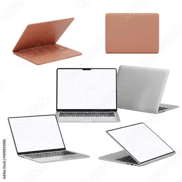 Obraz Collection of modern laptop mockups from different angles