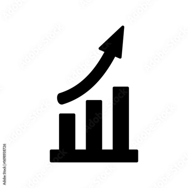 Fototapeta Growing graph Icon, simple flat style, illustration, logo sign symbol pictogram template, for ui or ux isolated on white for mobile app, editable