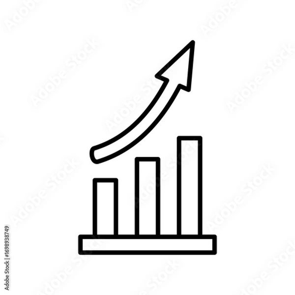 Fototapeta Growing graph Icon, simple flat style, illustration, logo sign symbol pictogram template, for ui or ux isolated on white for mobile app, editable