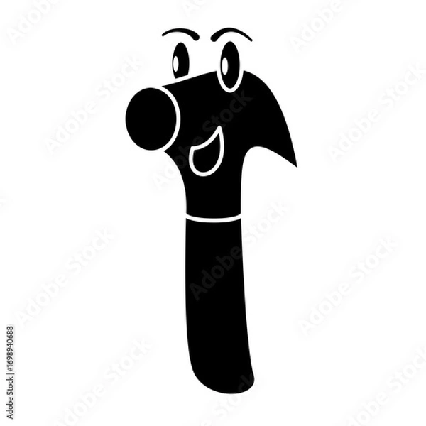 Fototapeta cute hammer cartoon icon, simple flat style, vector illustration, symbol, design logo template pictogram, for ui or ux isolated on white for mobile app, editable