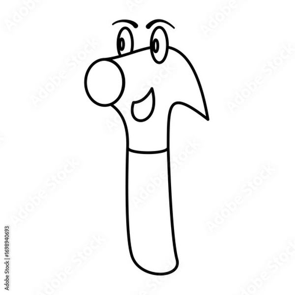 Fototapeta cute hammer cartoon icon, simple flat style, vector illustration, symbol, design logo template pictogram, for ui or ux isolated on white for mobile app, editable