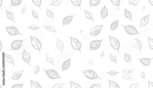 Fototapeta Light gray leaf pattern on white background