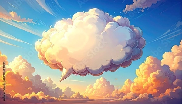 Fototapeta Colorful cloud speech bubble in sky