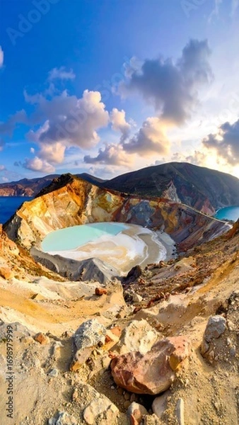 Obraz Volcanic crater lake, colorful, panoramic view