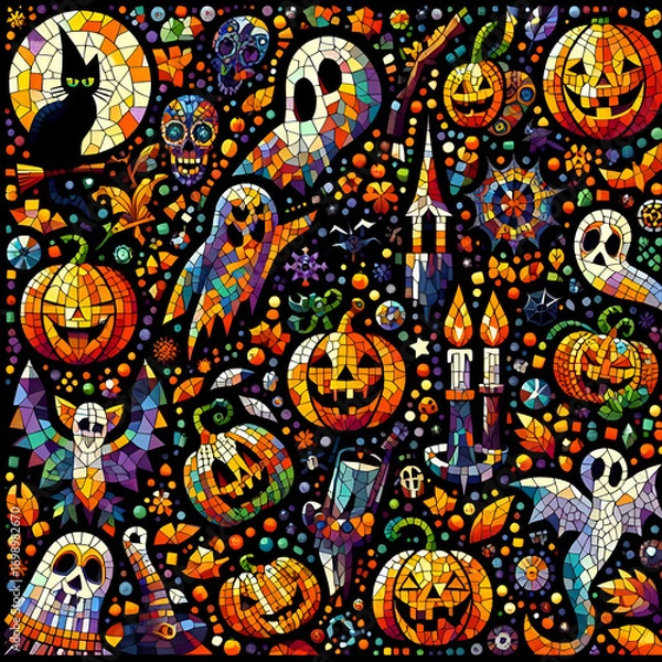 Fototapeta Halloween Background in Mosaic style