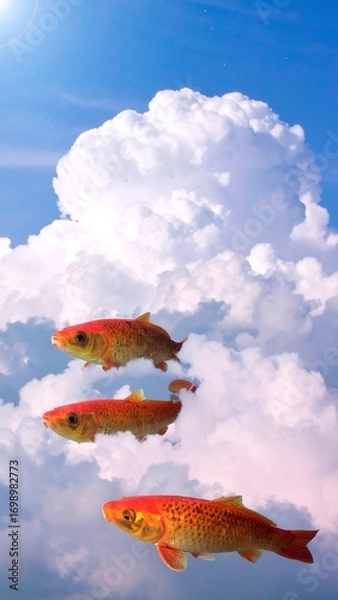 Obraz Orange fish in a cloudy sky