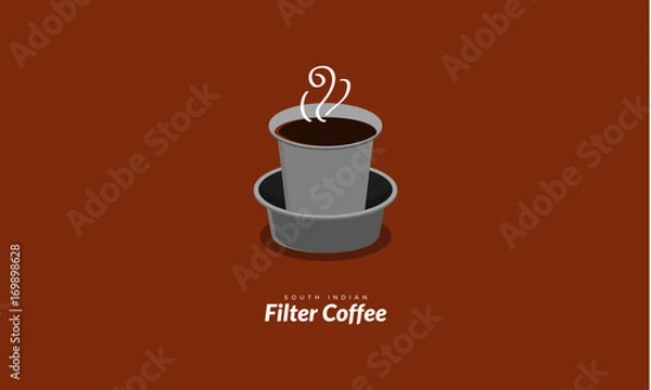 Fototapeta South Indian Filter Coffee (Vector Illustration In Flat Style Design)
