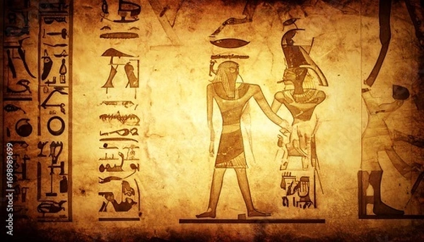 Fototapeta Ancient Egyptian hieroglyphs on papyrus