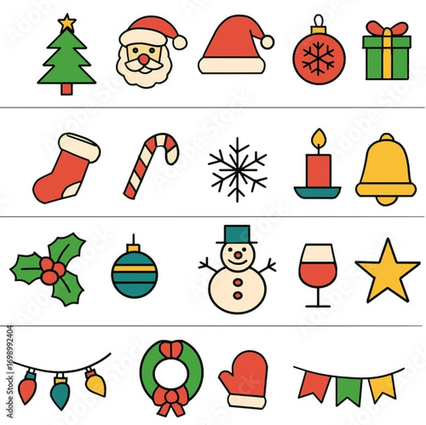 Obraz christmas icons set